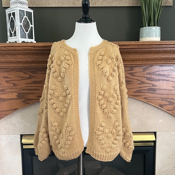 Favlux Women's Mustard Popcorn Knit Chunky Cardigan Size Medium - Picture 1 of 12